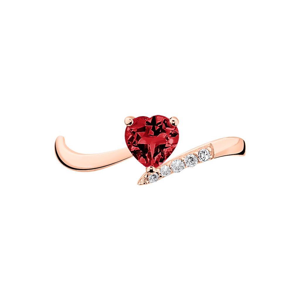 Bague Eva Or Rose Grenat Et Diamant