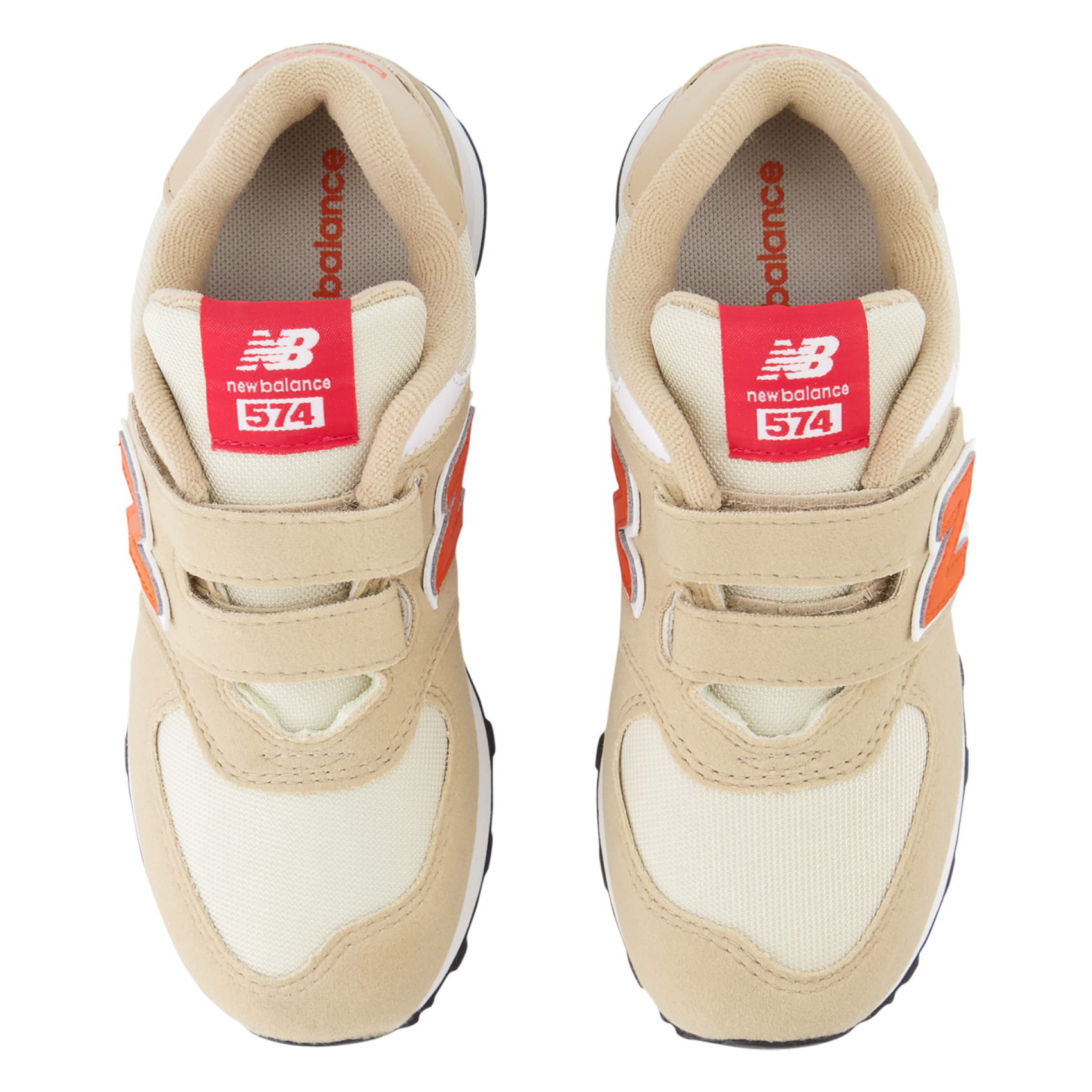 574 - Baskets bi-matière à scratchs | Beige