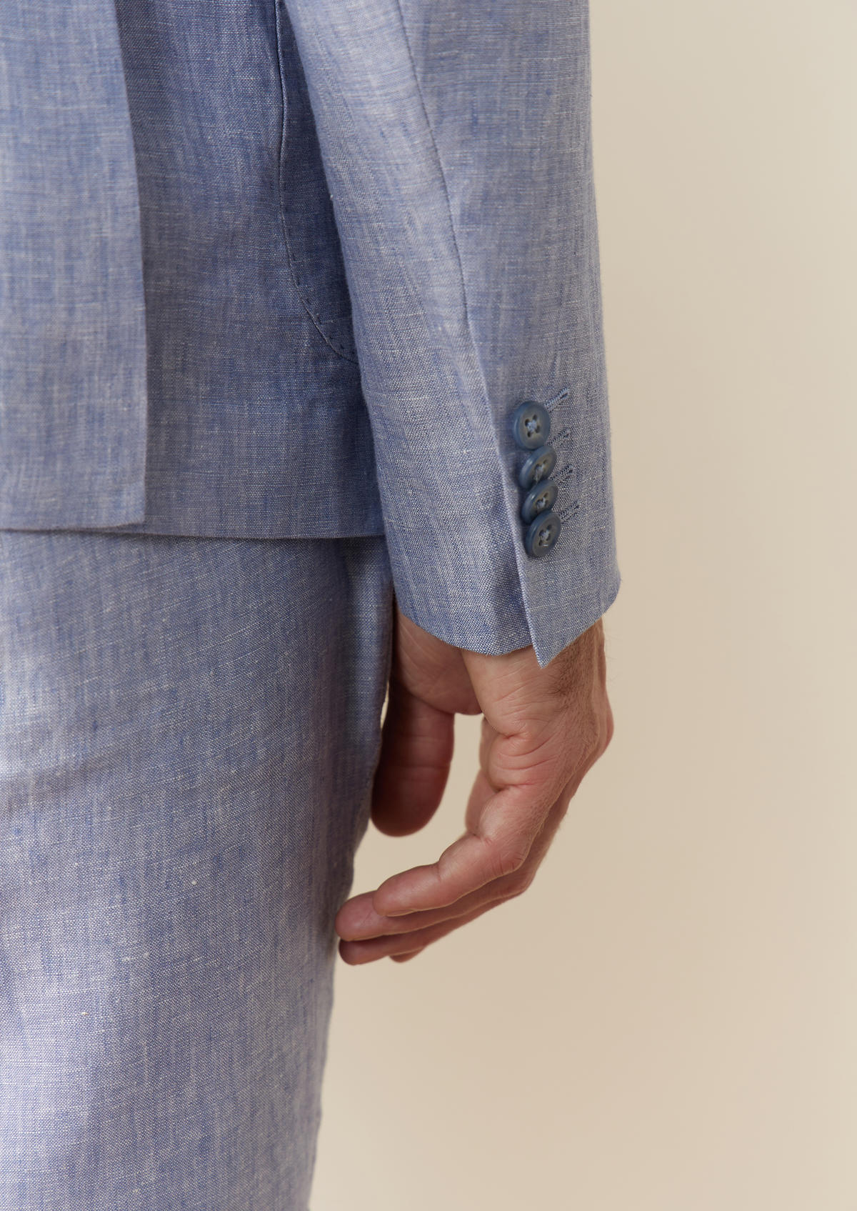 Veste coordonnable Regular en lin uni bleu ciel