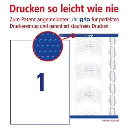 Avery Zweckform 3478-200 Universal-Etiketten,A4 mit ultragrip,210 x 297 mm, 220 Bogen/220 Etiketten, weiß
