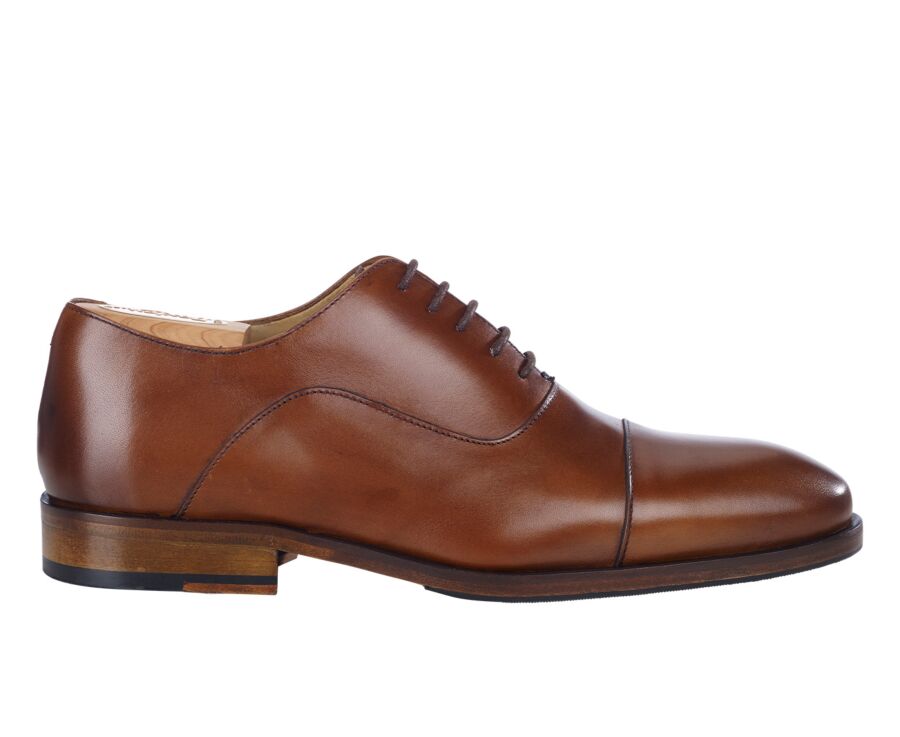 Richelieu homme Cognac Patiné semelle cuir - GRAKLEY