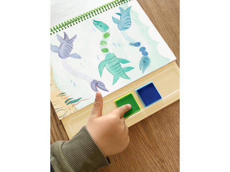Depesche Malset Dino World 25 Seiten, 4 Stempelfarben Fingerfarbe
