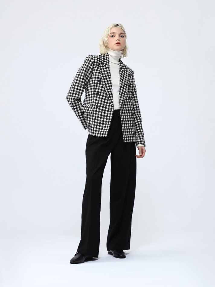 Blazer de abotoamento duplo - Preto/branco