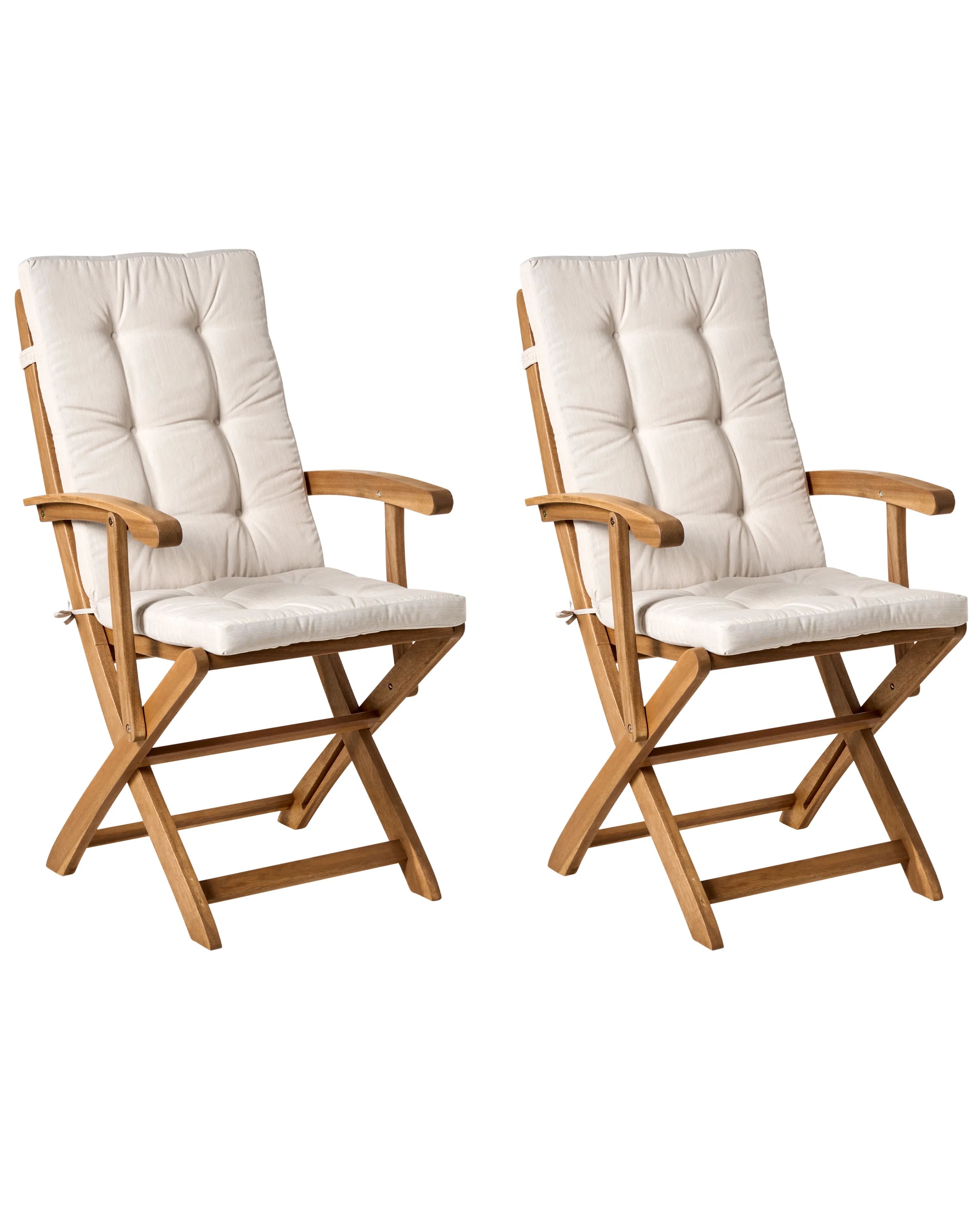 Set van 2 stoelen met zitkussen MAUI PREMIUM Acaciahout Lichtbeige