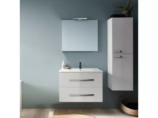 Pack meuble vasque 60 cm JACOB DELAFON Ola up blanc + miroir + spot