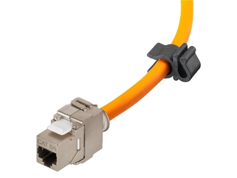 Goobay Patchkabel 58934 Cat 7A, S/FTP, 50 m, Orange Mobile RJ45 Netzwerk Kabeltrommel