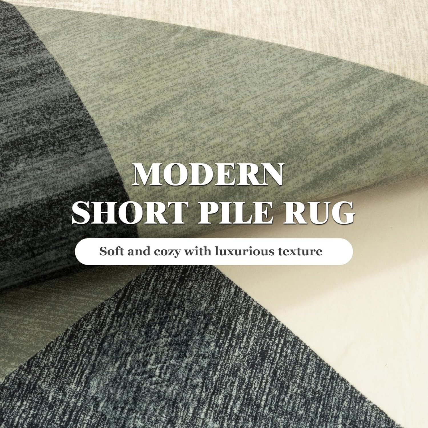 HOMFINE Grün Teppich Wohnzimmer 200x300 cm Modern (Dicker Schwamm) Waschbarer Kurzflor Teppiche Weich rutschfest Groß Geometrisch Rugs for Living Room Carpet for Schlafzimmer Esszimmer Küche