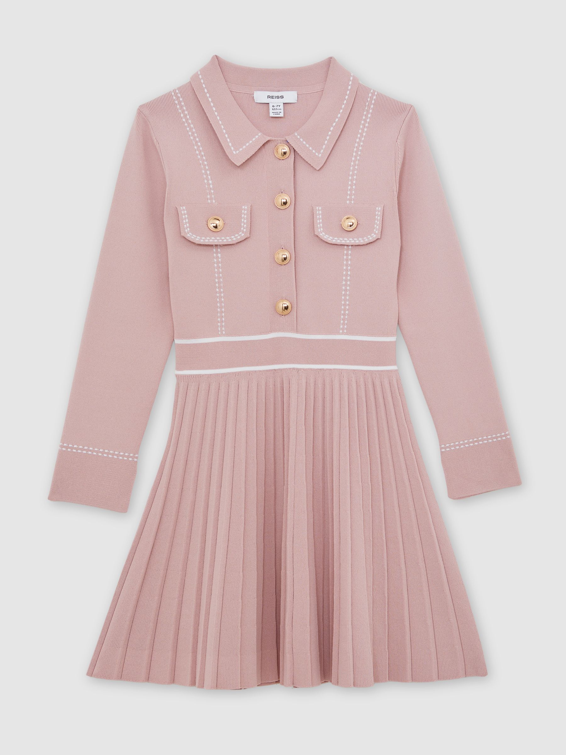 Reiss Sapna Button-Detail Knitted Dress