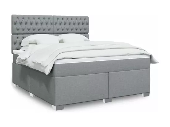 Sommier à lattes de lit avec matelas Gris clair 180x200cm Tissu