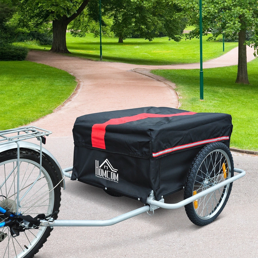 HOMCOM Transportanhänger für Fahrräder schwarz, rot
