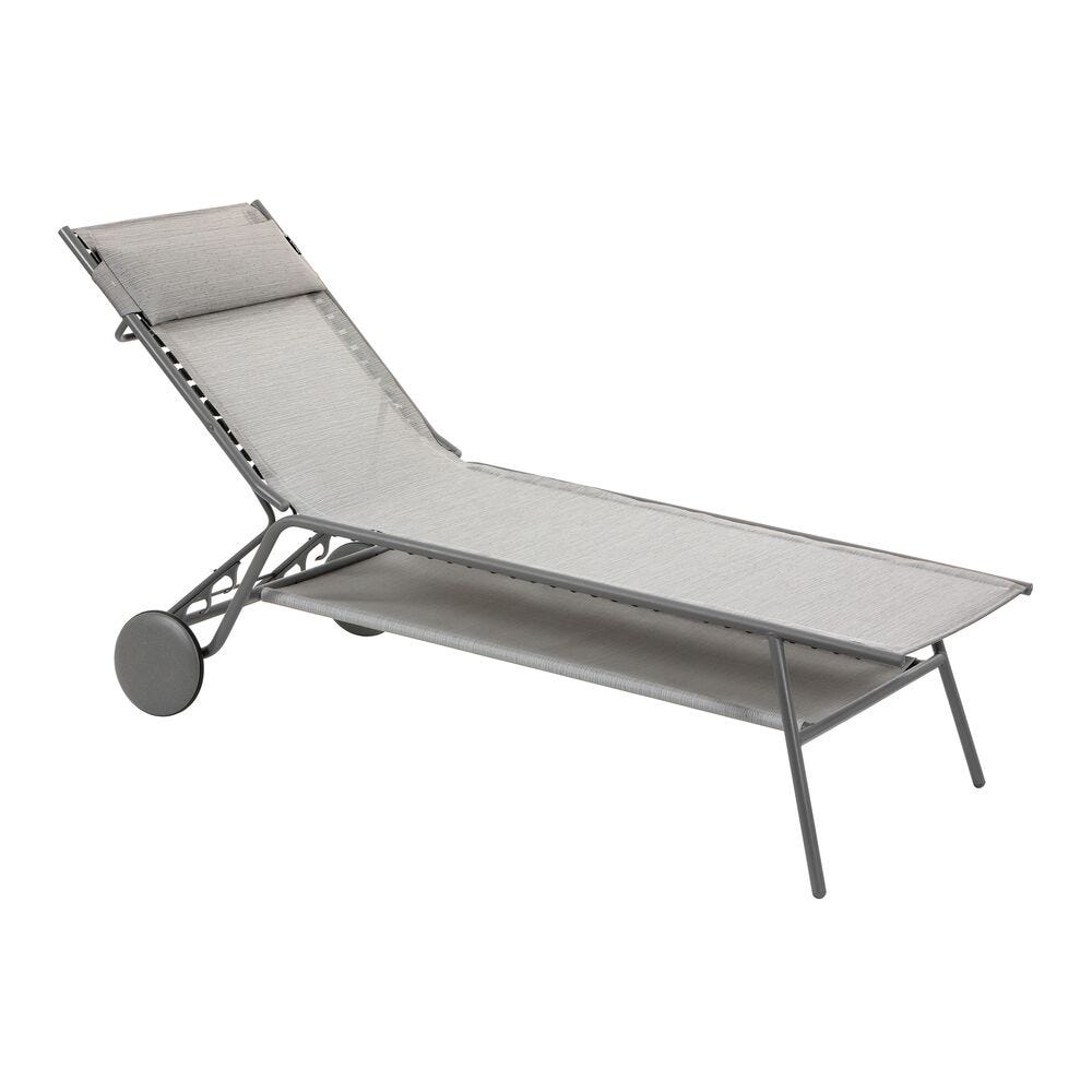 Hohe Sonnenliege Miami II Batyline® Duo Grau Galet