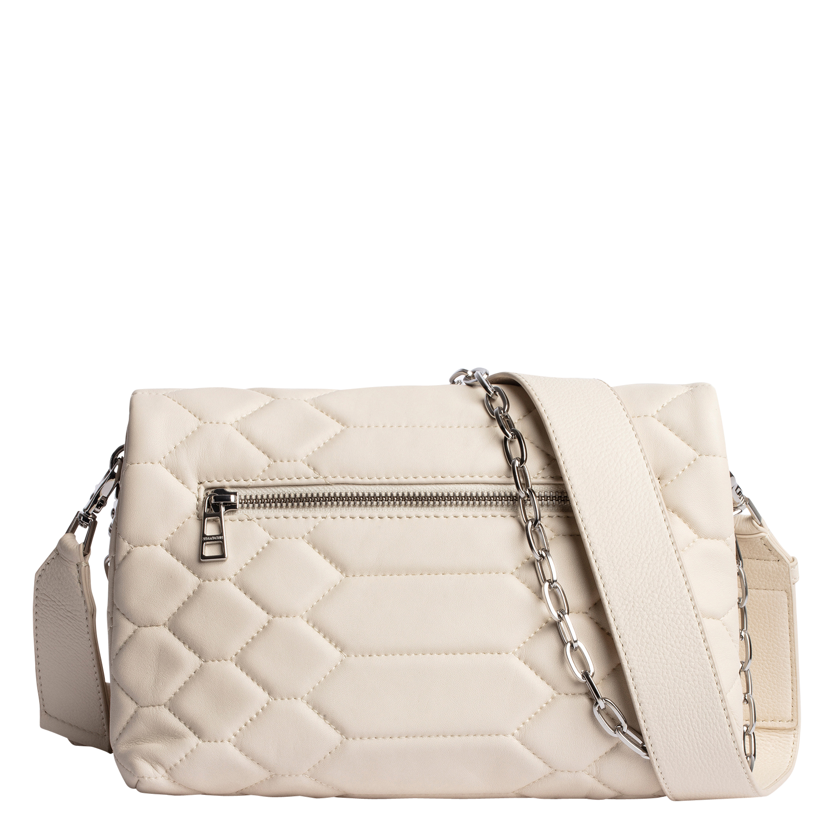 ROCKY XL - Sac porté épaule en cuir matelassé | Blanc