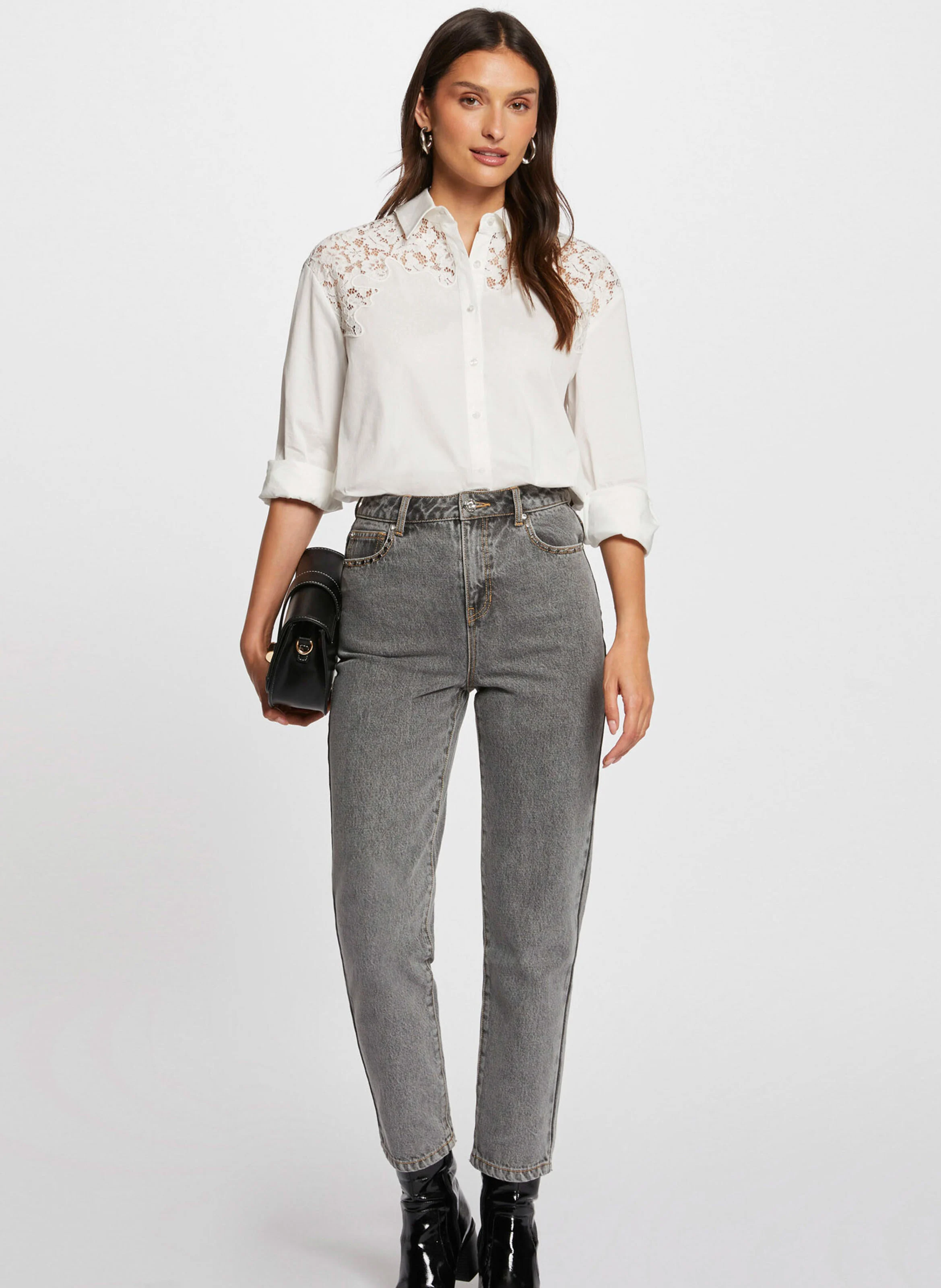CGRAP - Chemise col classique en coton mélangé | Blanc