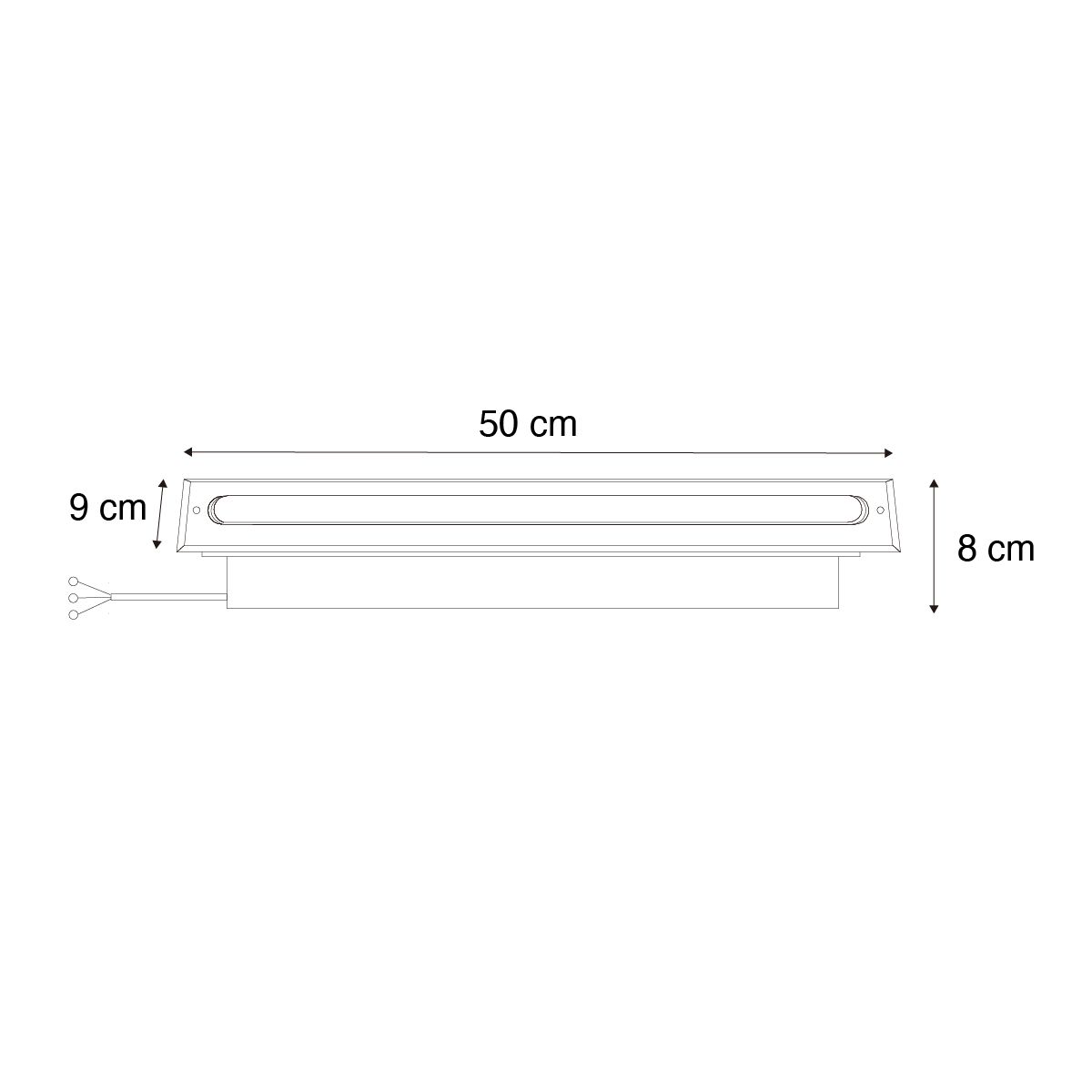 Moderne grondspot zwart 50 cm incl. LED IP65 - Eline