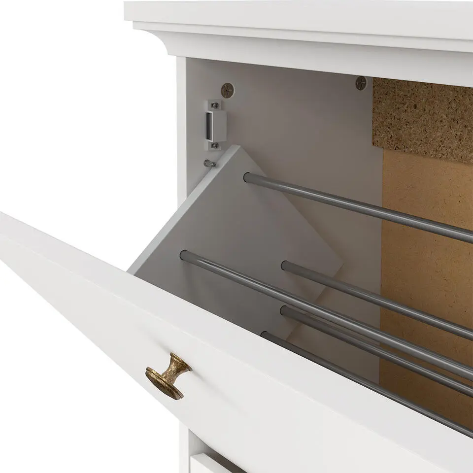 Hioshop Venedig schoenenkast met 3 klepdeuren in wit