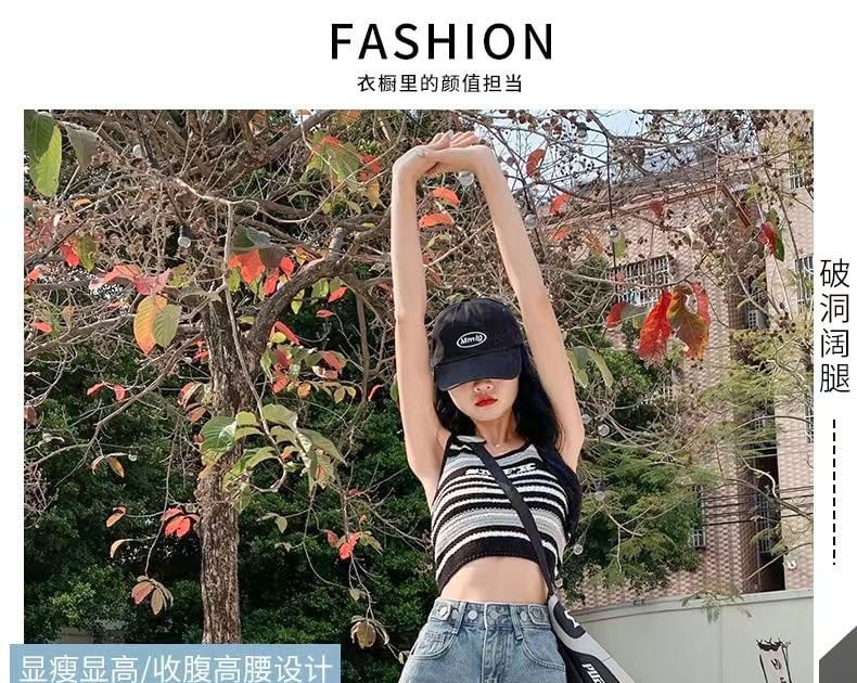 Baoinie - High-Waist Distressed Shift Jeans