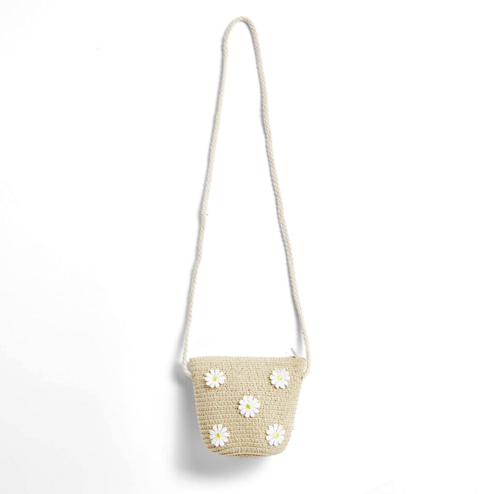 Mini sac tressé avec marguerites 14x5x12cm