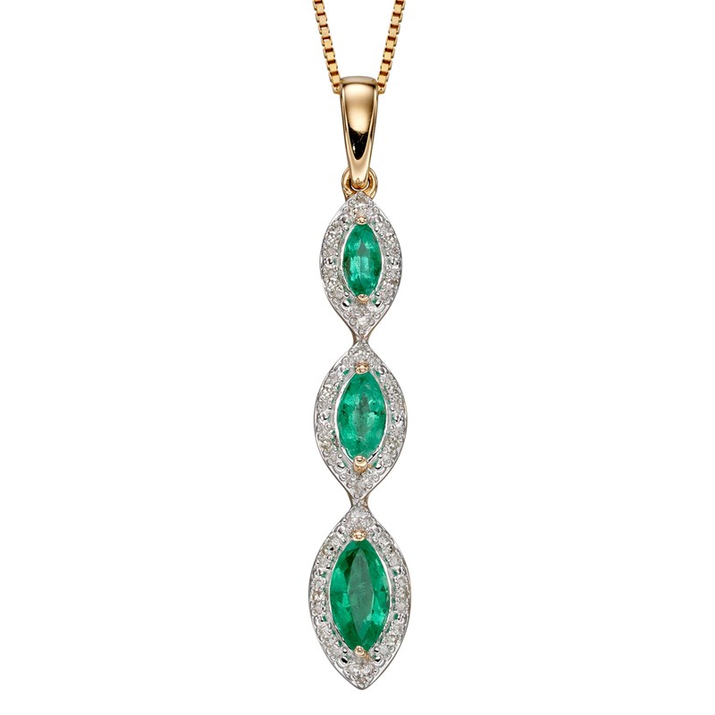 Collier emeraude et diamant sur or jaune 375/1000
