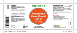 VitOrtho Vitamine K2 Menachinon-7 (MK-7) 200mcg Vegicaps 60VCP