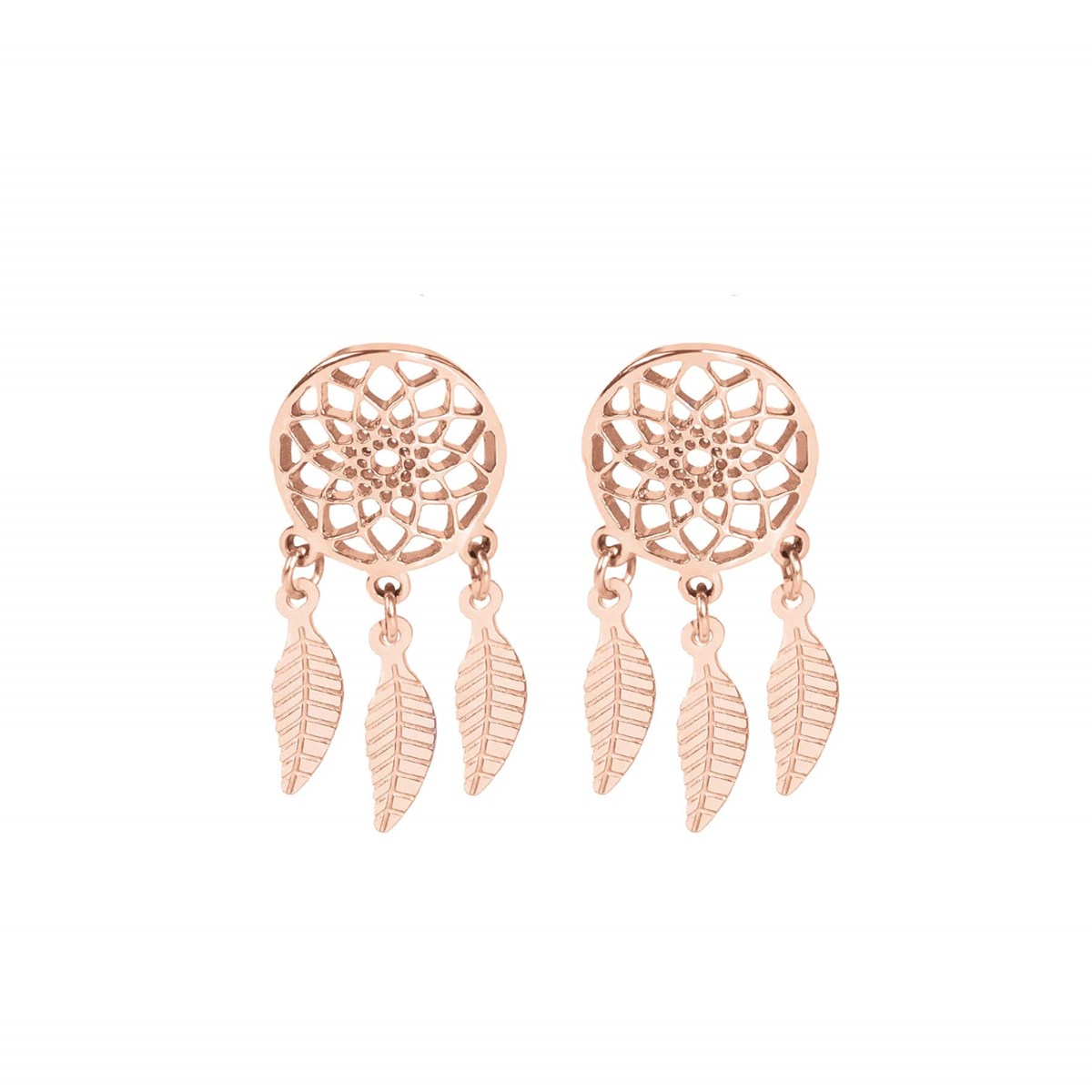 Boucles Attrape rêves acier doré rose