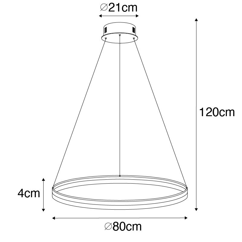 Design hanglamp goud 80 cm incl. LED 3-staps dimbaar - Anello