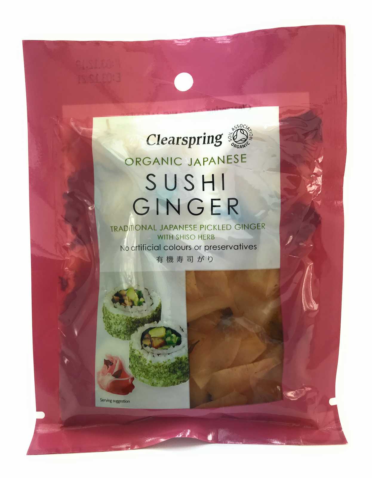 Gengibre em conserva orgânico Clearspring Wholefoods para sushi 50g