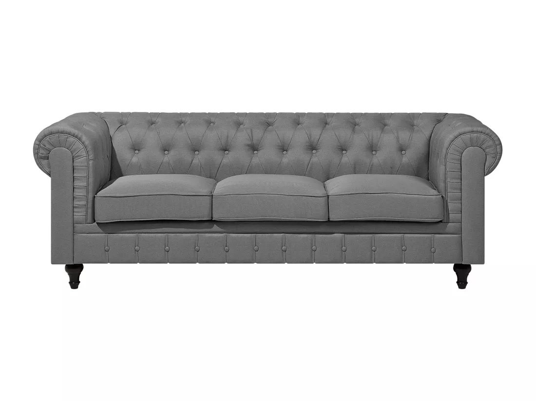 Ensemble canapé et fauteuil en tissu gris 4 placesCHESTERFIELD Big
