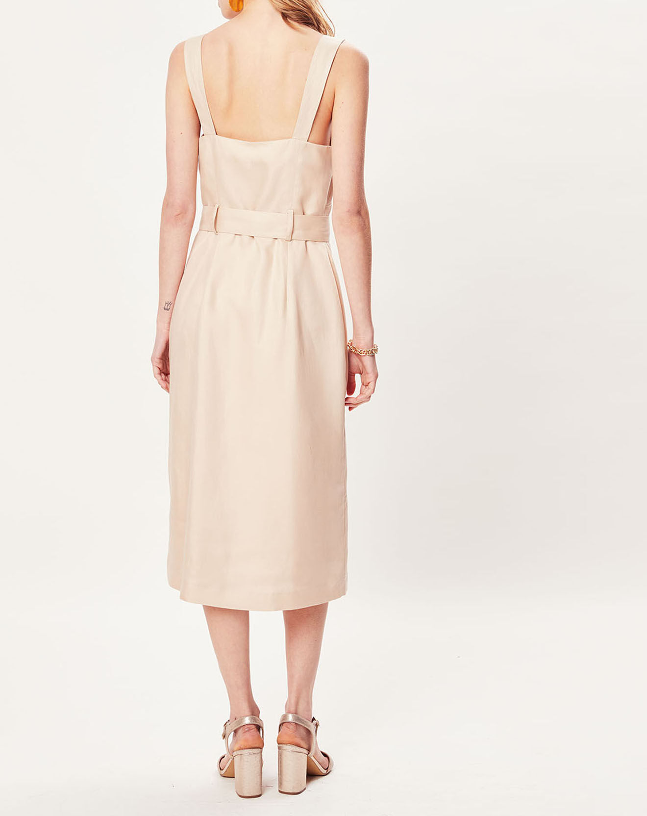 NafNaf Robe longue en Lin mélangé Ehilda beige