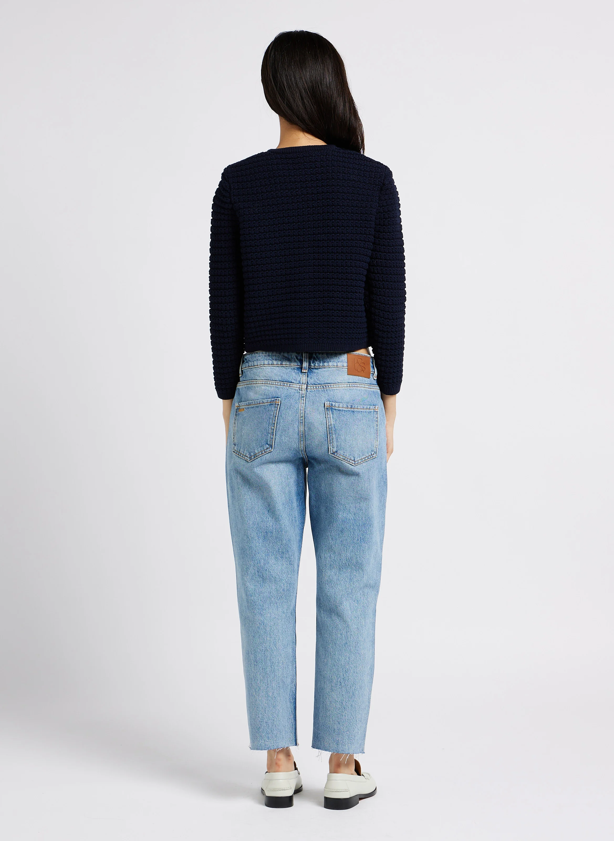 EVAN - Jean slim taille haute en coton | Bleu