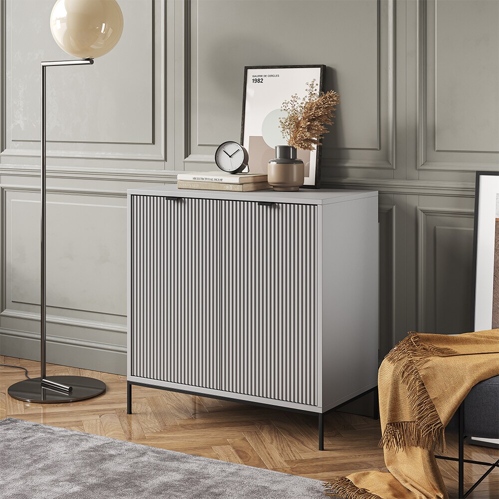 Vicco Kommode Eliza, Grau 80 x 42 cm, mit 2 Türen, Wohnzimmer, Schlafzimmer
