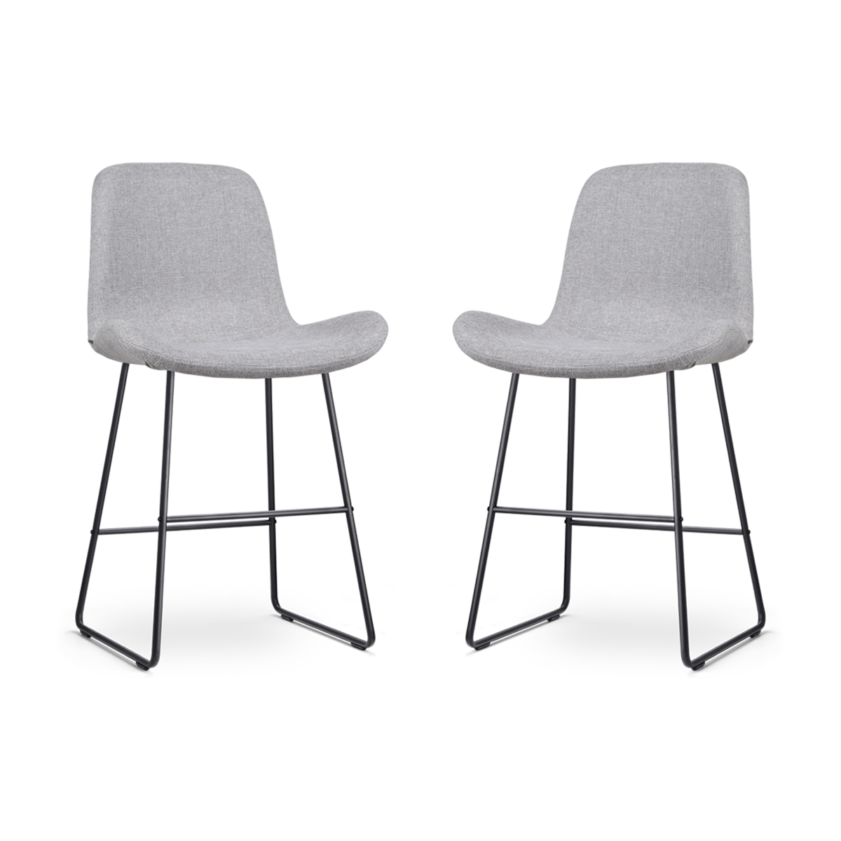 Barkruk Nino-Fé lichtgrijs - zwart - 65 cm - set van 2