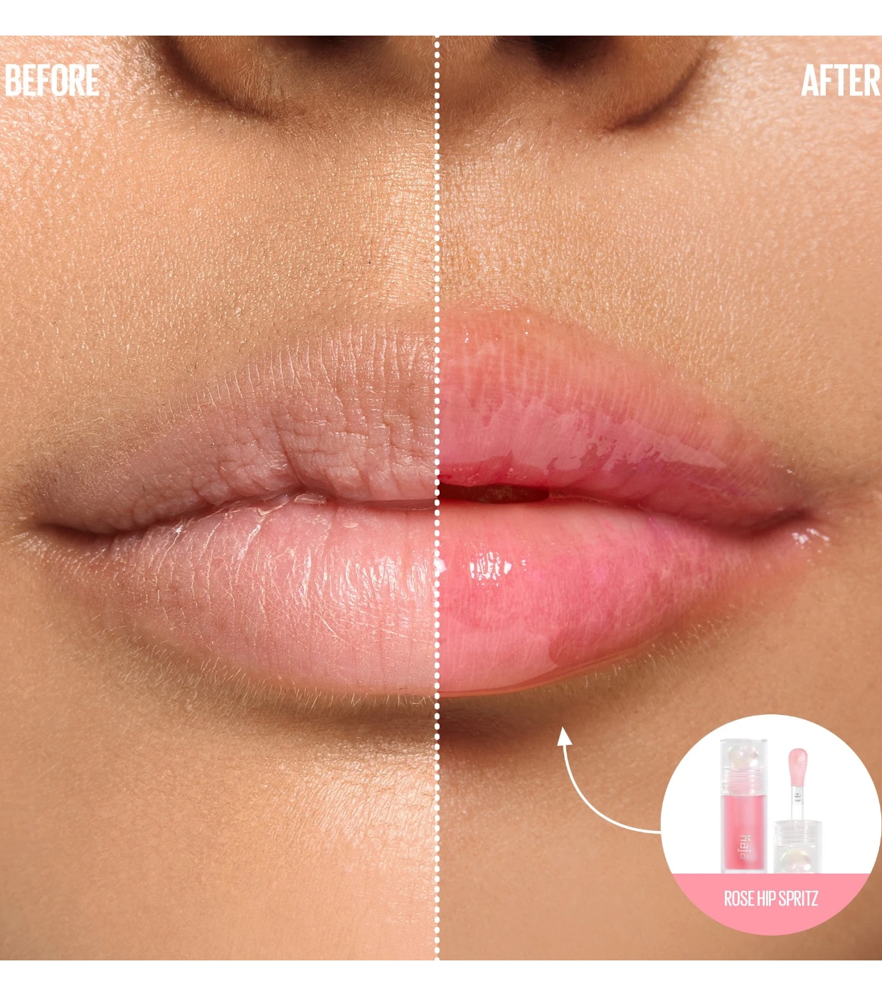 Kaja - Óleo labial Juicy Glass - 01: Rose Hip Spritz