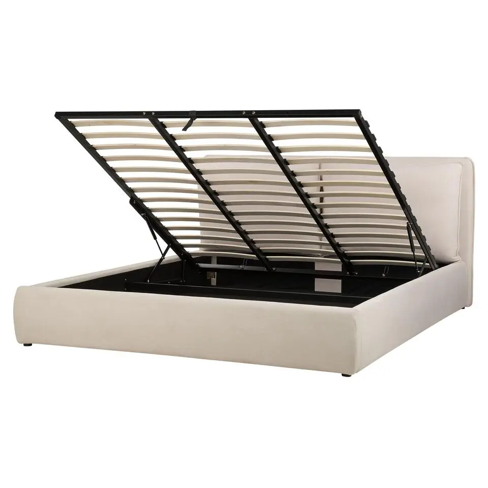 BAJONNA - Bed met opbergruimte - Lichtbeige - 180 x 200 cm - Polyester