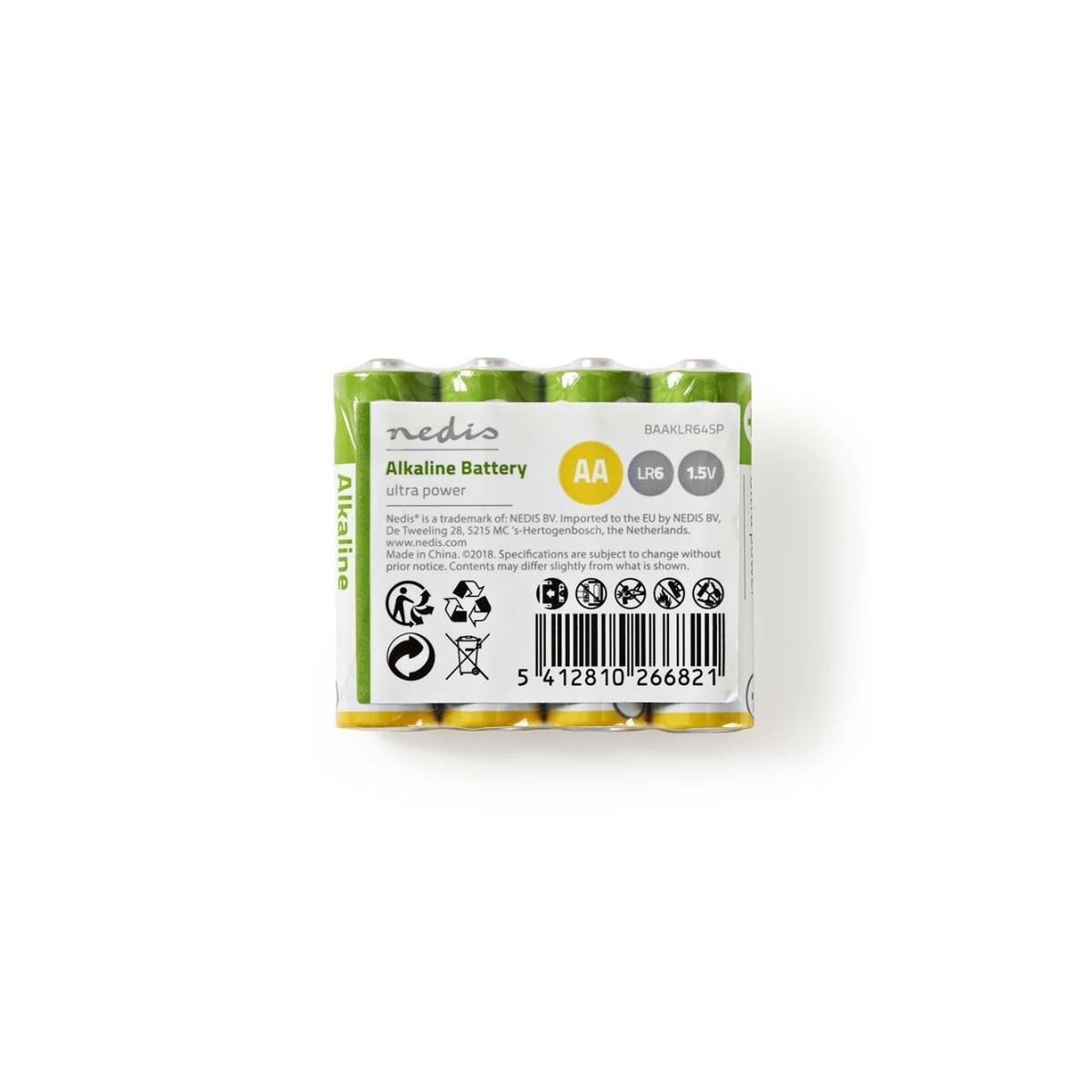 Alkaliske batterier AA | 1.5 V | 4 deler | Krympepakning