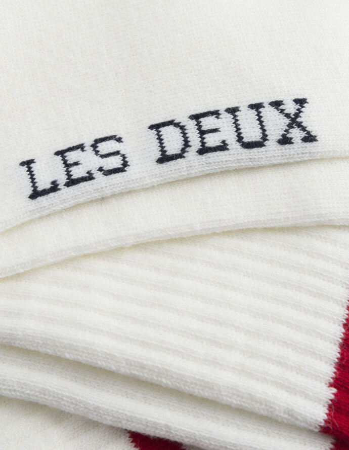 Les Deux William Stripe 2-Pack Socks Råhvid