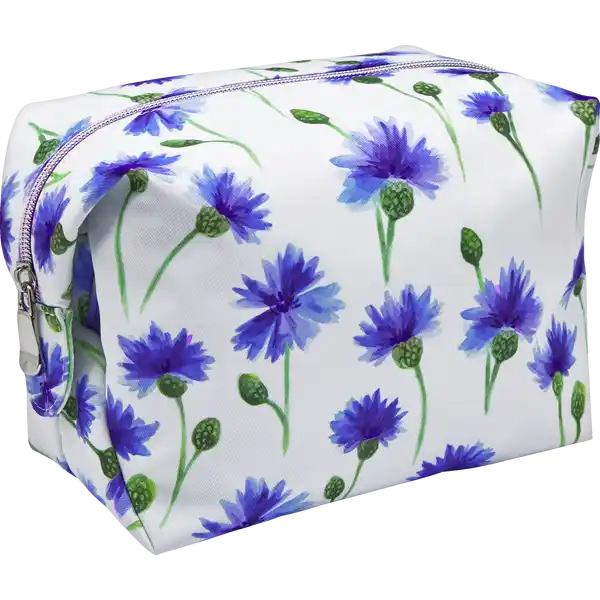 Kulturtasche weiss mit Kornblumen