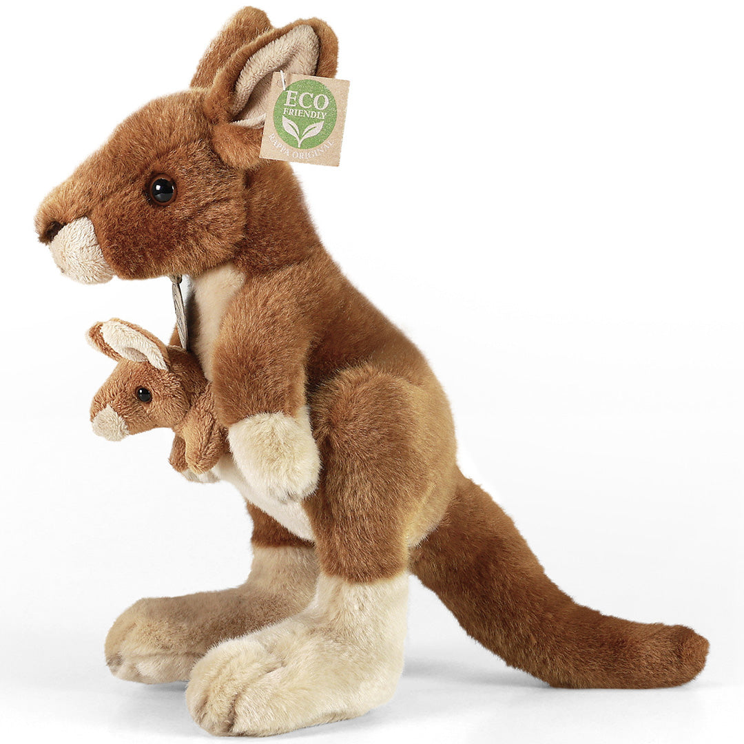 rappa knuffelkangoeroe met welp - 27 cm