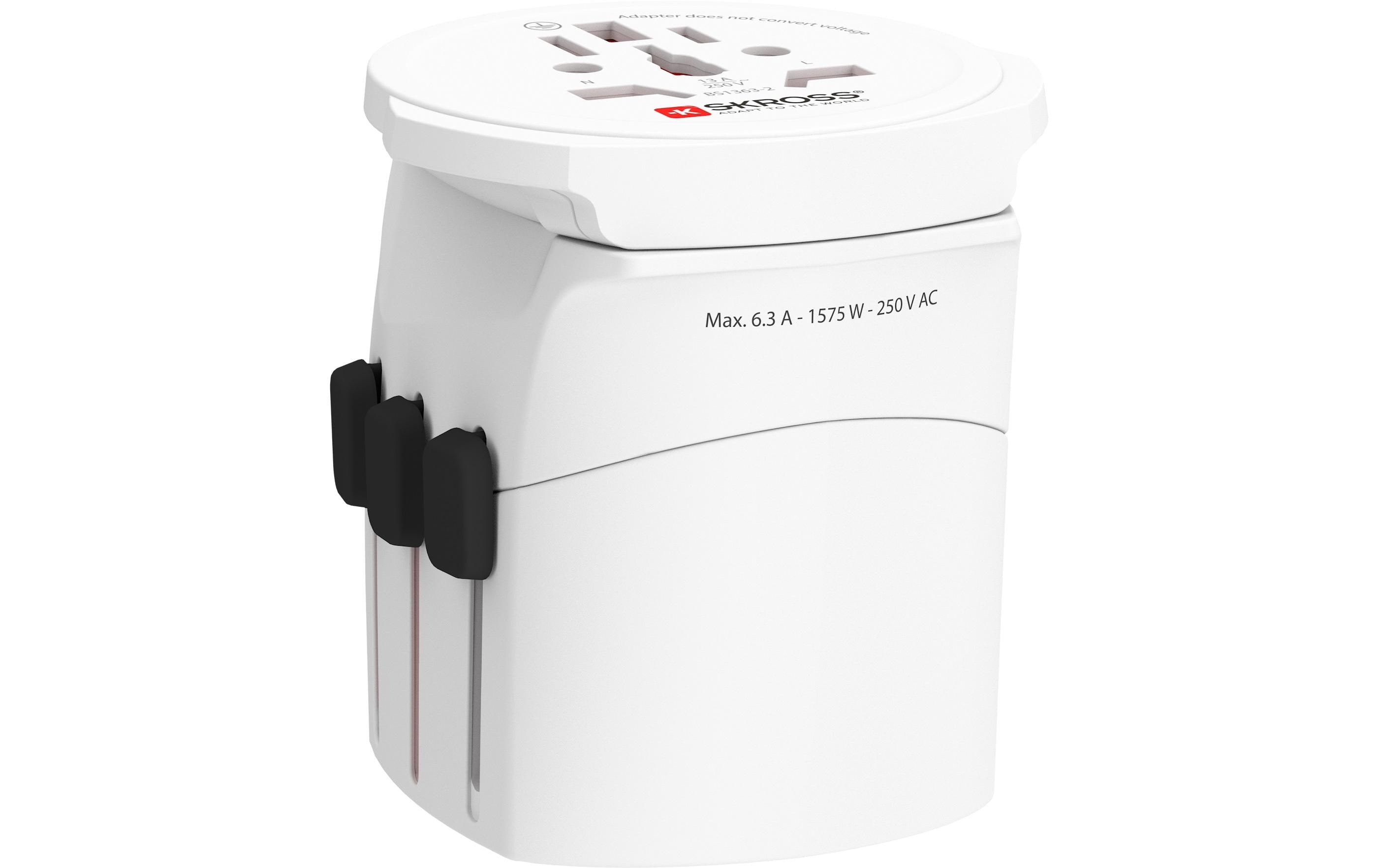 Weltreiseadapter PRO Light WorldKompakter Reisestecker mit Muli-Länder Aufsatz, weiss