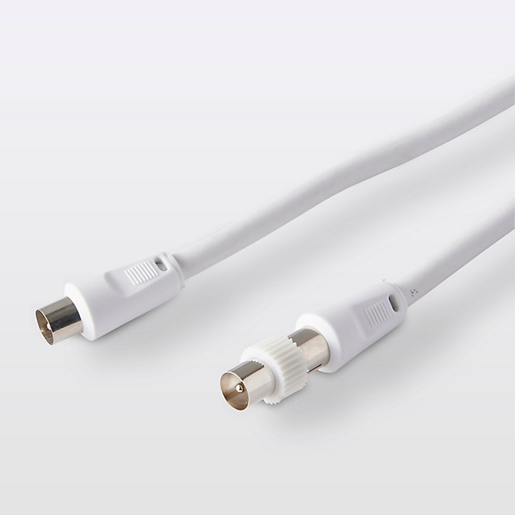 Câble coaxial Mâle / Femelle + adaptateur Mâle / Mâle blanc Blyss, 5 m