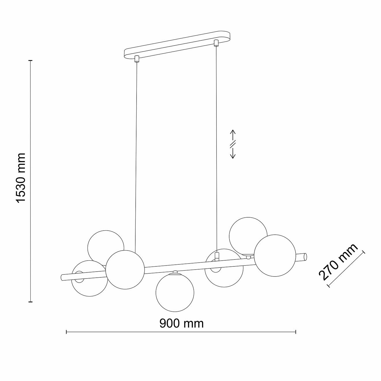 Micadoni Suspension Alioth noir/graphite - 27x116x138 cm