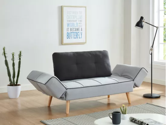 Canapé convertible clic-clac en tissu EBATY II - Gris clair et anthracite