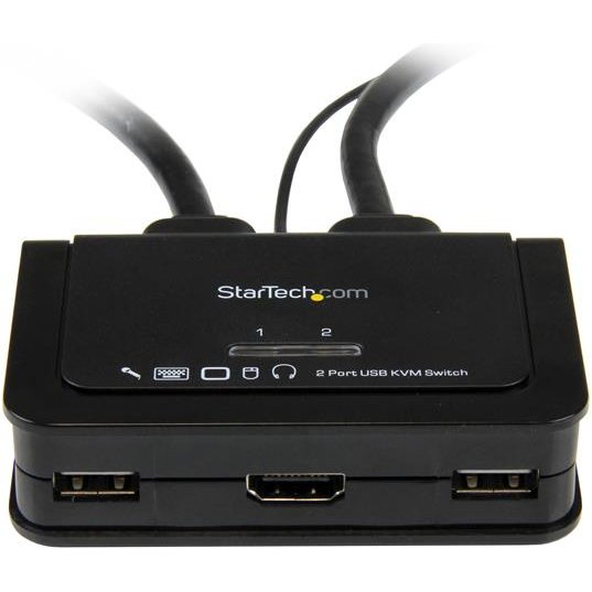 StarTech.com Switch Commutateur KVM 2 Ports USB, HDMI avec Audio et Câbles pour 2 PC sur 1 écran - Auto Alimenté