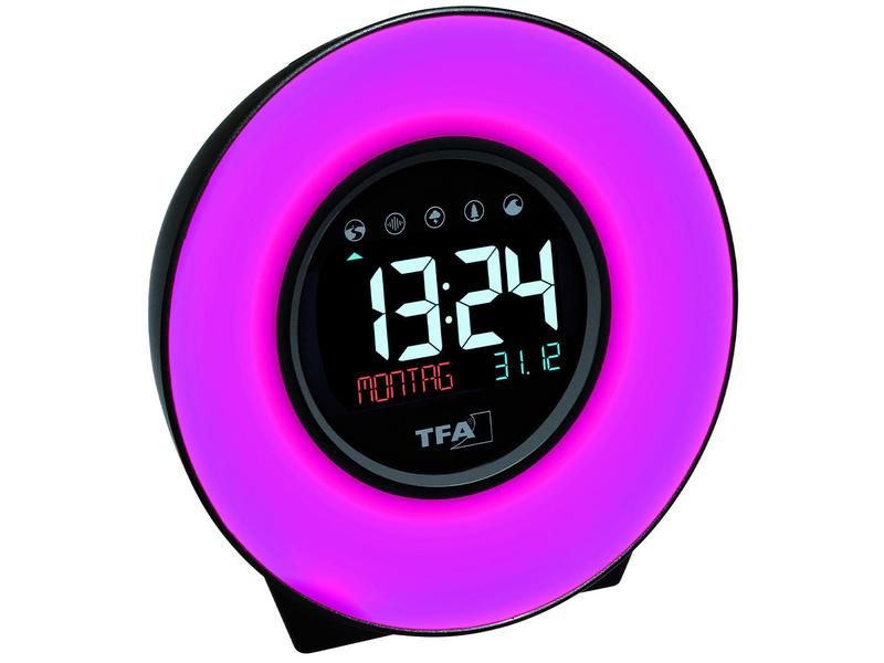 TFA Dostmann Wecker Moodlight mit Farbwechsel Lichtwecker mit Naturgeräuschen