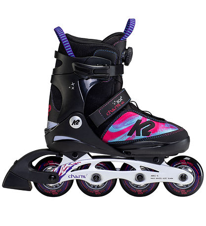 K2 Rollschuhe - Charm Boa Alu - Schwarz/Rose/Blau - Inlineskates