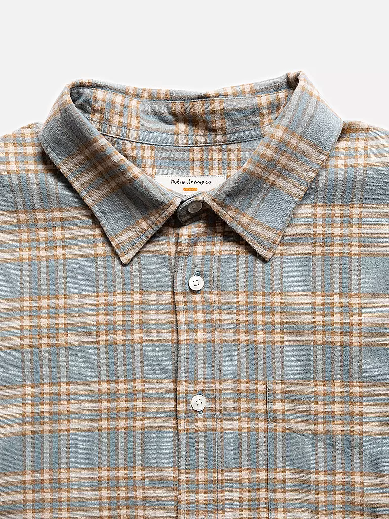 NUDIE JEANS Flanellhemd FILIP PRARIE hellblau