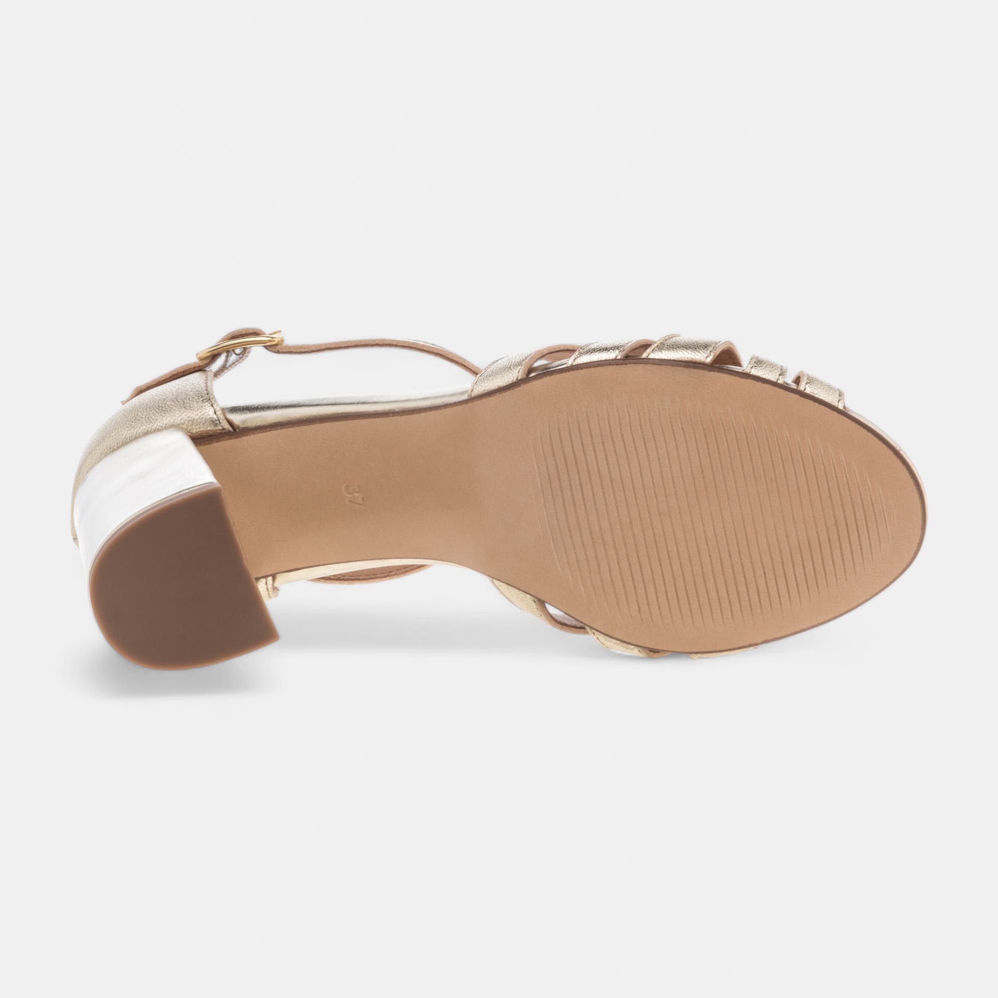 Nu-pieds à talon Femme en cuir or