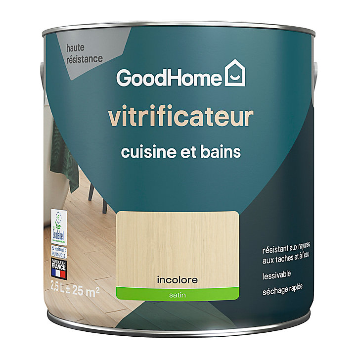 Vitrificateur cuisine et bains GoodHome satin incolore 2,5L