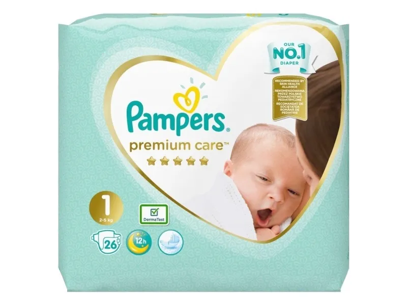 Pampers Premium Care 1-bleer, 2-5 kg, 26 stk.