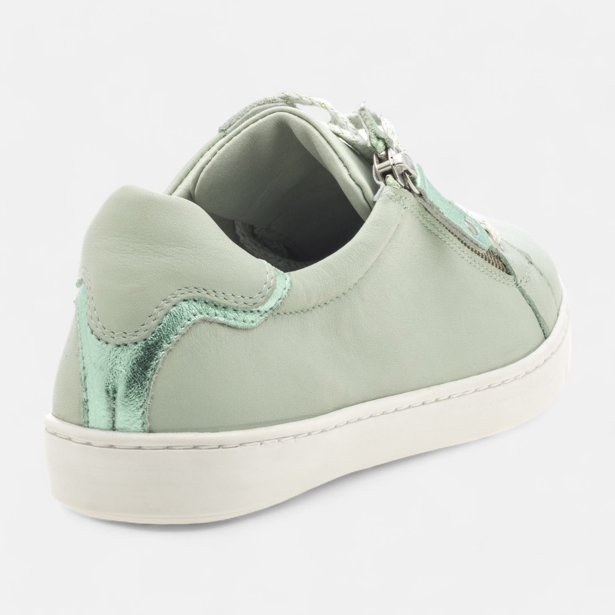 Baskets basses Femme en cuir vert clair
