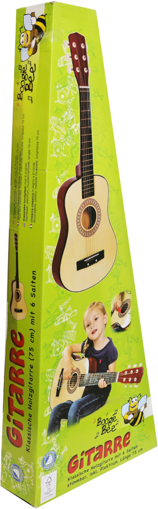 Boogie Bee Holzgitarre mit 6 Saiten, 75 cm